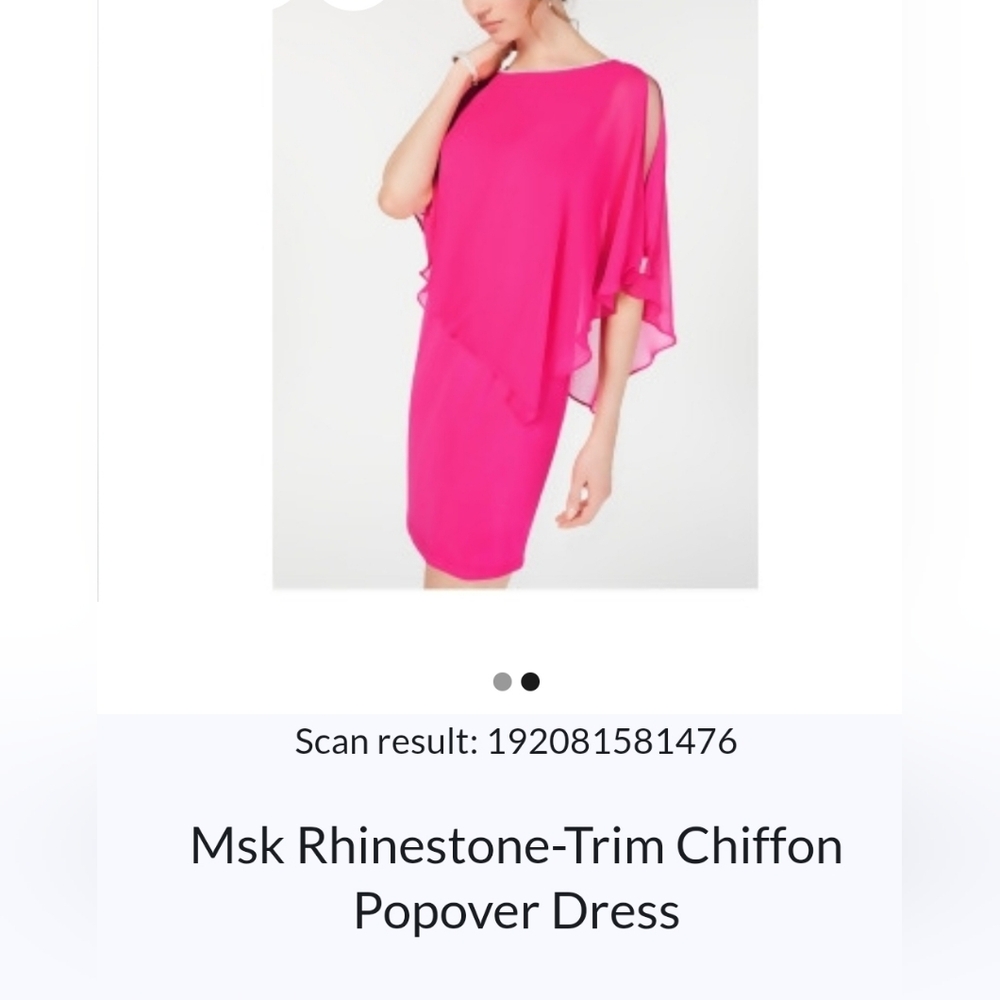 MSK Pink Rhinestone-Trim Chiffon Popover Dress